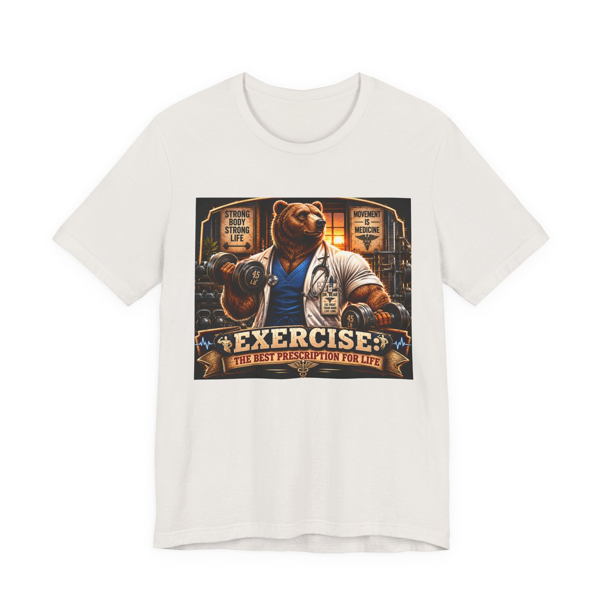 Muscular Bear Doctor Shirt, Funny Medical Gym Tee, Exercise Is Medicine T-Shirt, Doctor Nurse Bodybuilder Gift, Fitness Physician Top
