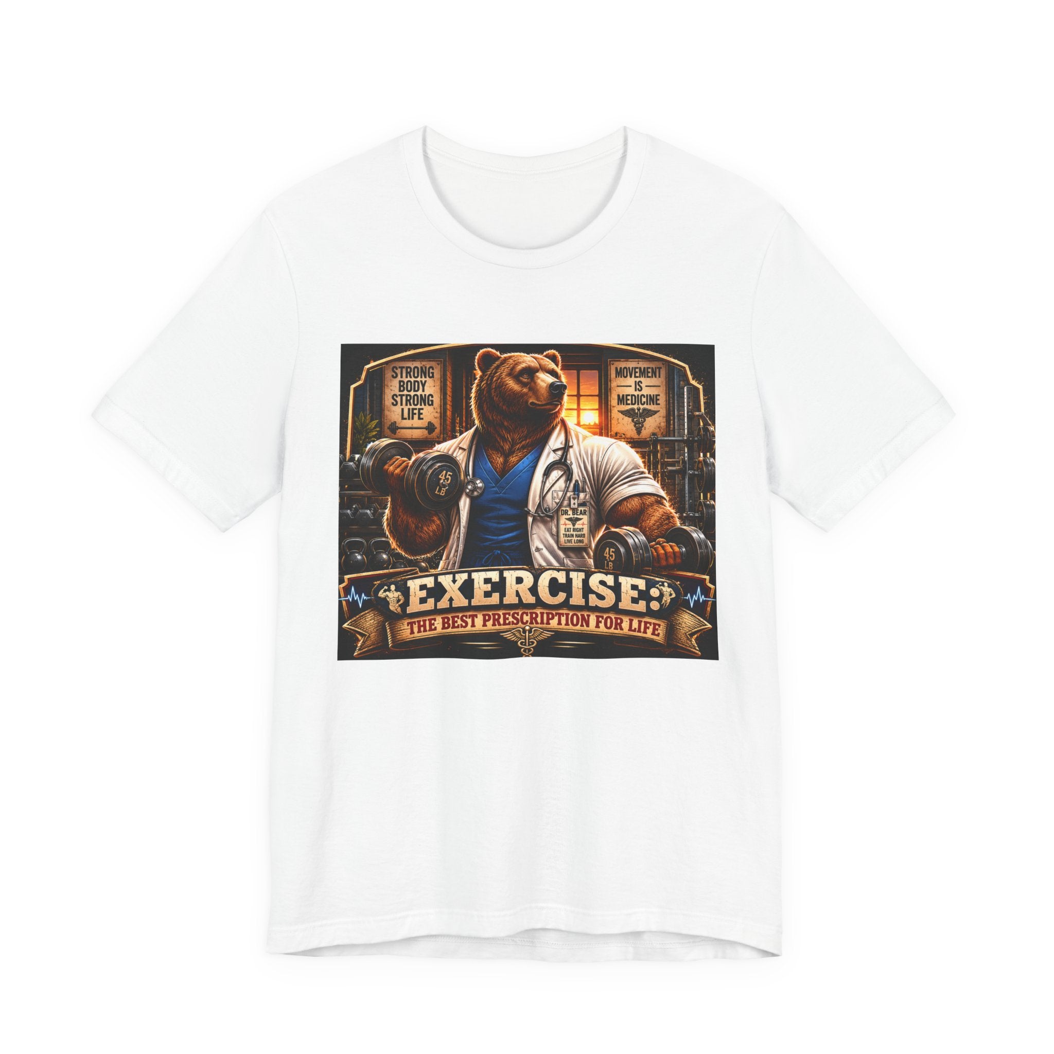 Muscular Bear Doctor Shirt, Funny Medical Gym Tee, Exercise Is Medicine T-Shirt, Doctor Nurse Bodybuilder Gift, Fitness Physician Top