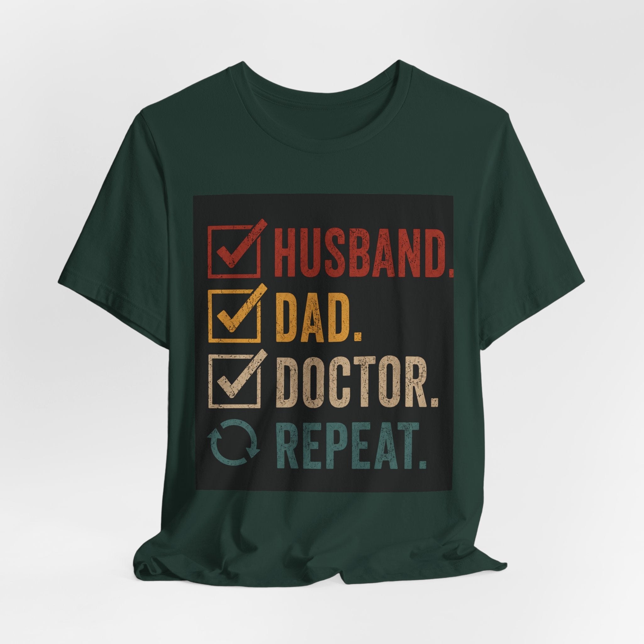 Husband Dad Doctor Repeat Shirt, Doctor Father's Day Gift, Medical School Graduation Tee, Funny Doctor Husband T-Shirt, Physician Gift