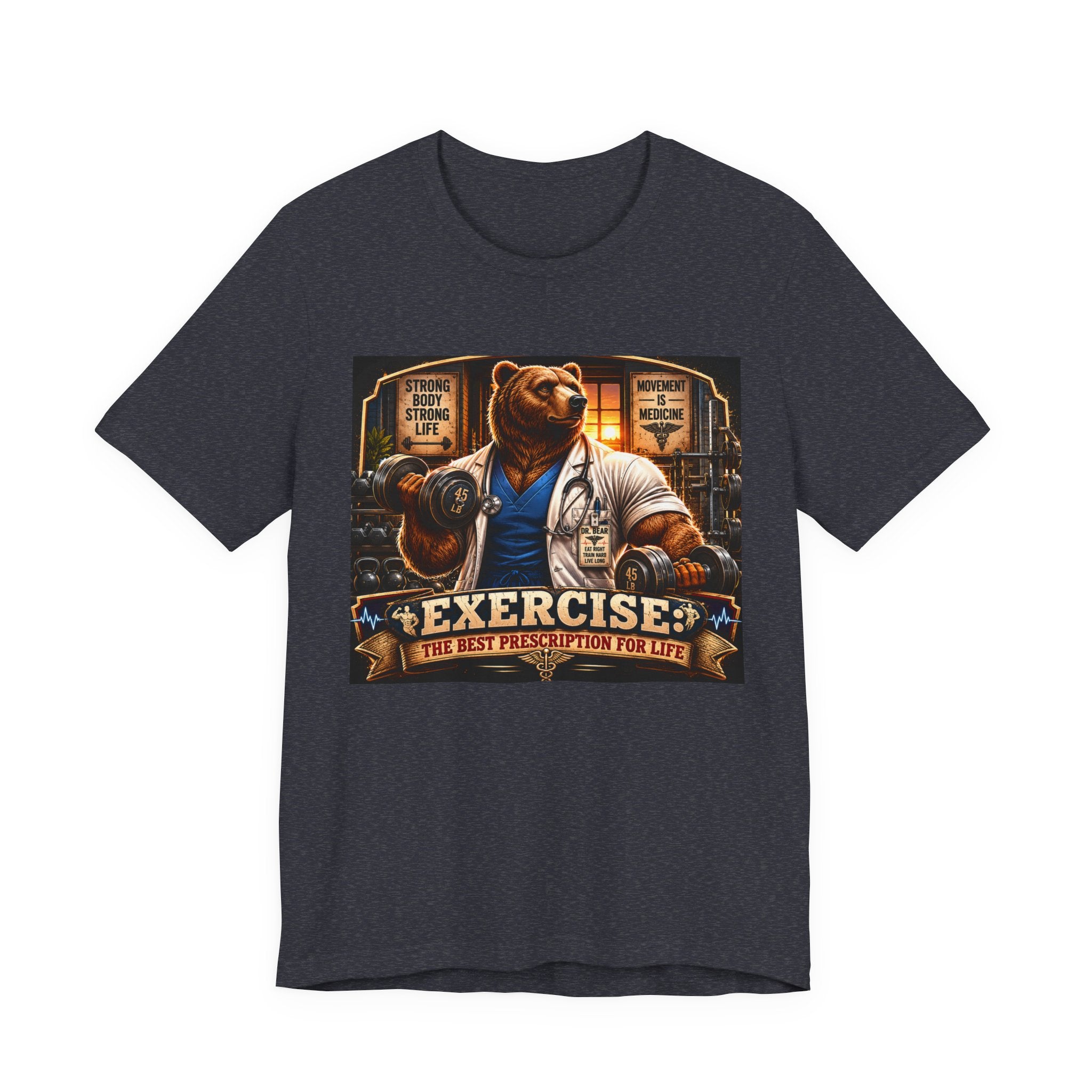 Muscular Bear Doctor Shirt, Funny Medical Gym Tee, Exercise Is Medicine T-Shirt, Doctor Nurse Bodybuilder Gift, Fitness Physician Top