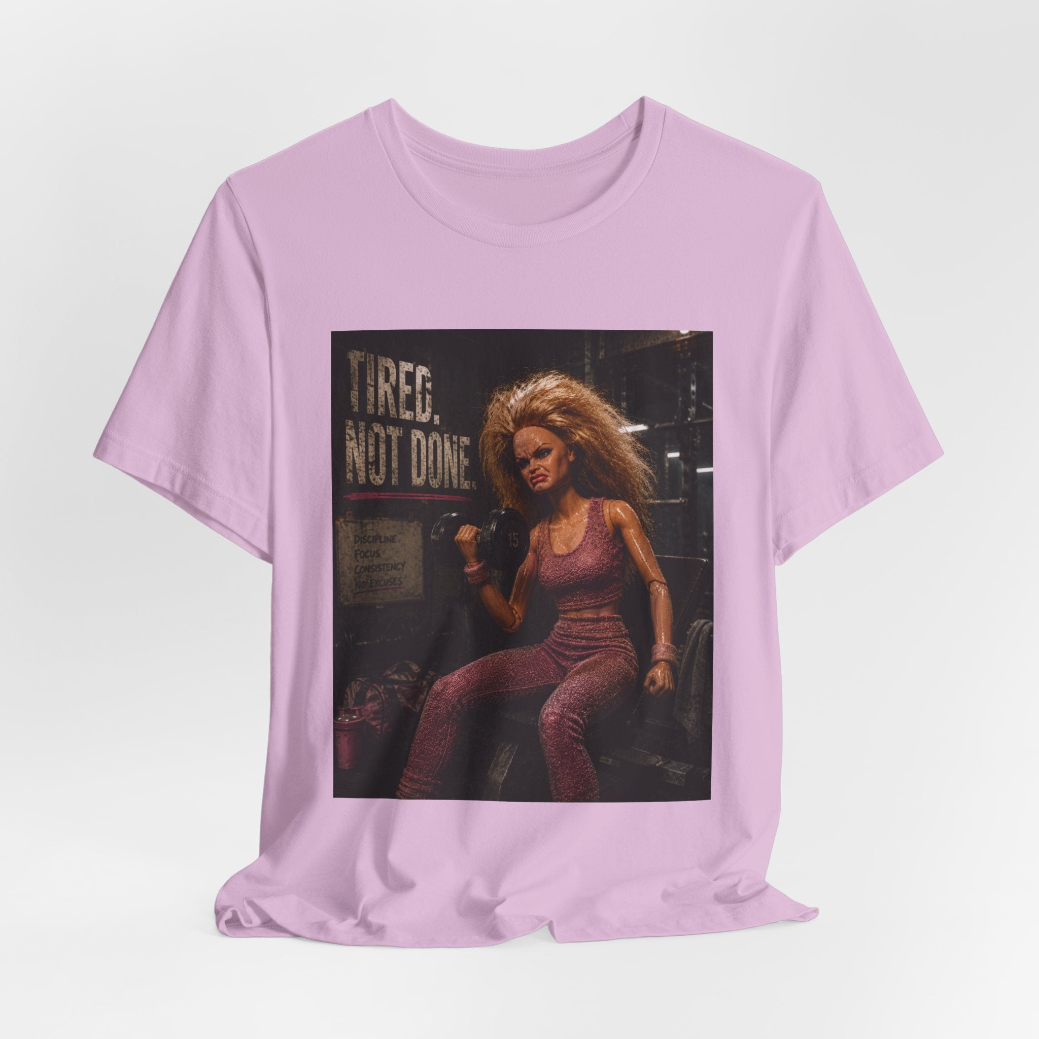 Tired Not Done Fitness T-Shirt, Funny Gym Doll Shirt, Hardcore Female Bodybuilder Tee, Motivational Gym Rat Gift, Workout Pump Cover
