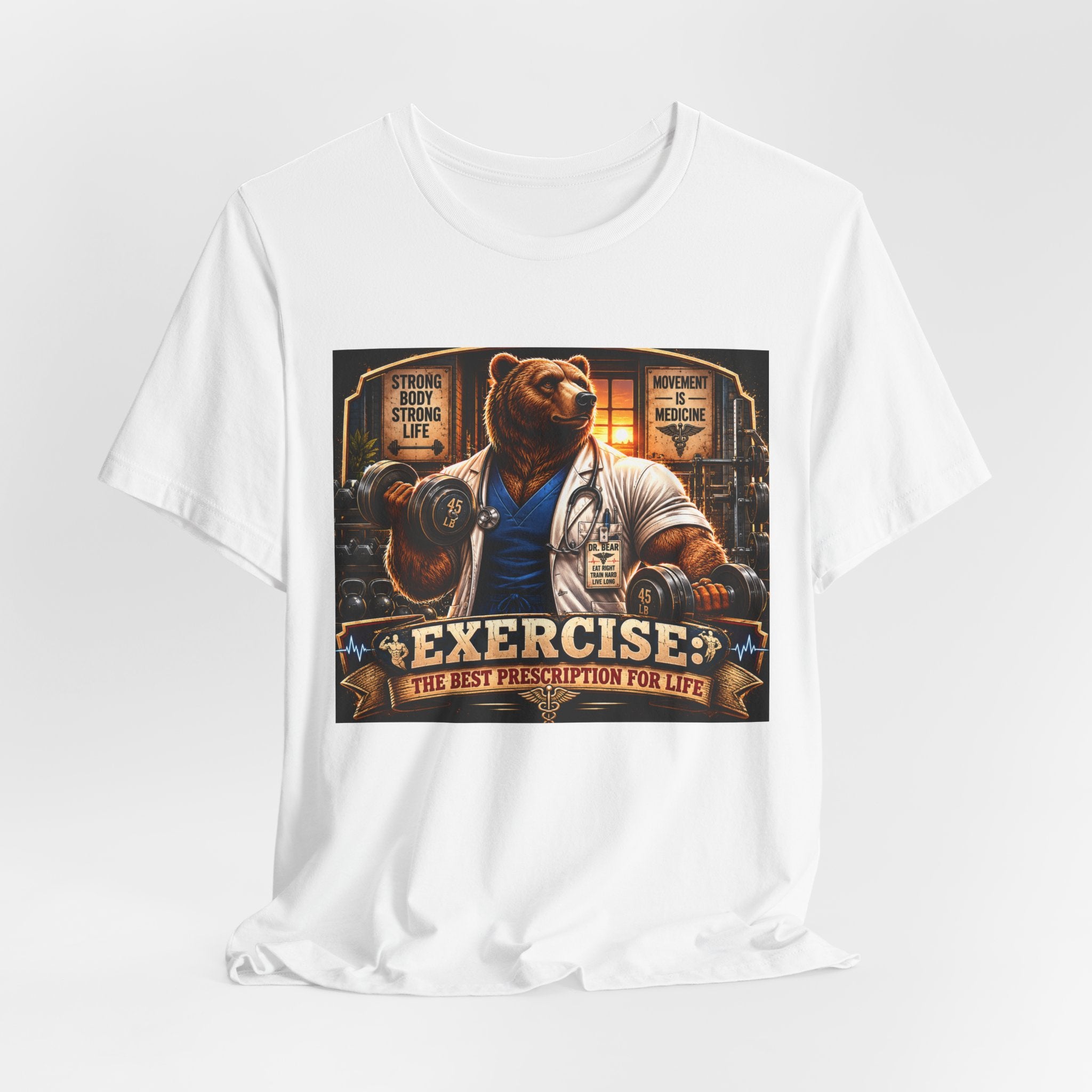 Muscular Bear Doctor Shirt, Funny Medical Gym Tee, Exercise Is Medicine T-Shirt, Doctor Nurse Bodybuilder Gift, Fitness Physician Top