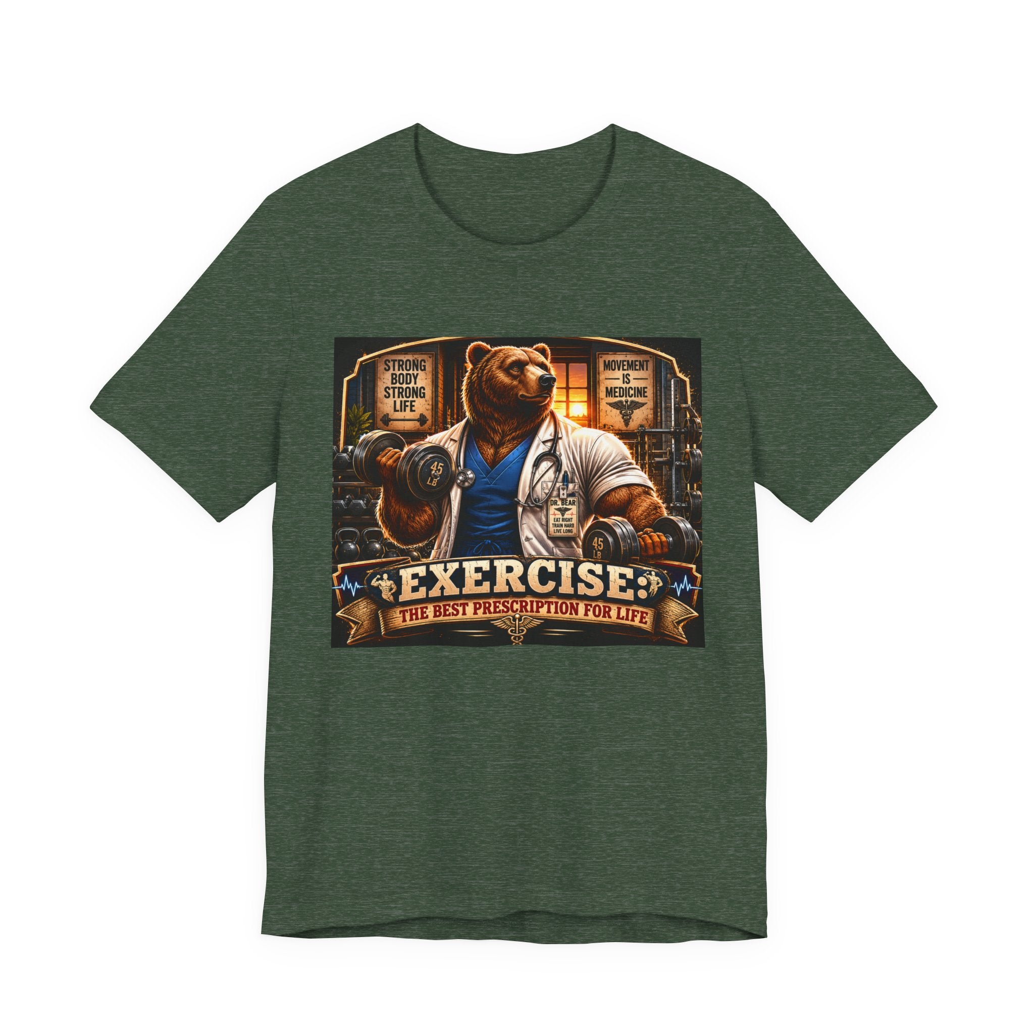 Muscular Bear Doctor Shirt, Funny Medical Gym Tee, Exercise Is Medicine T-Shirt, Doctor Nurse Bodybuilder Gift, Fitness Physician Top