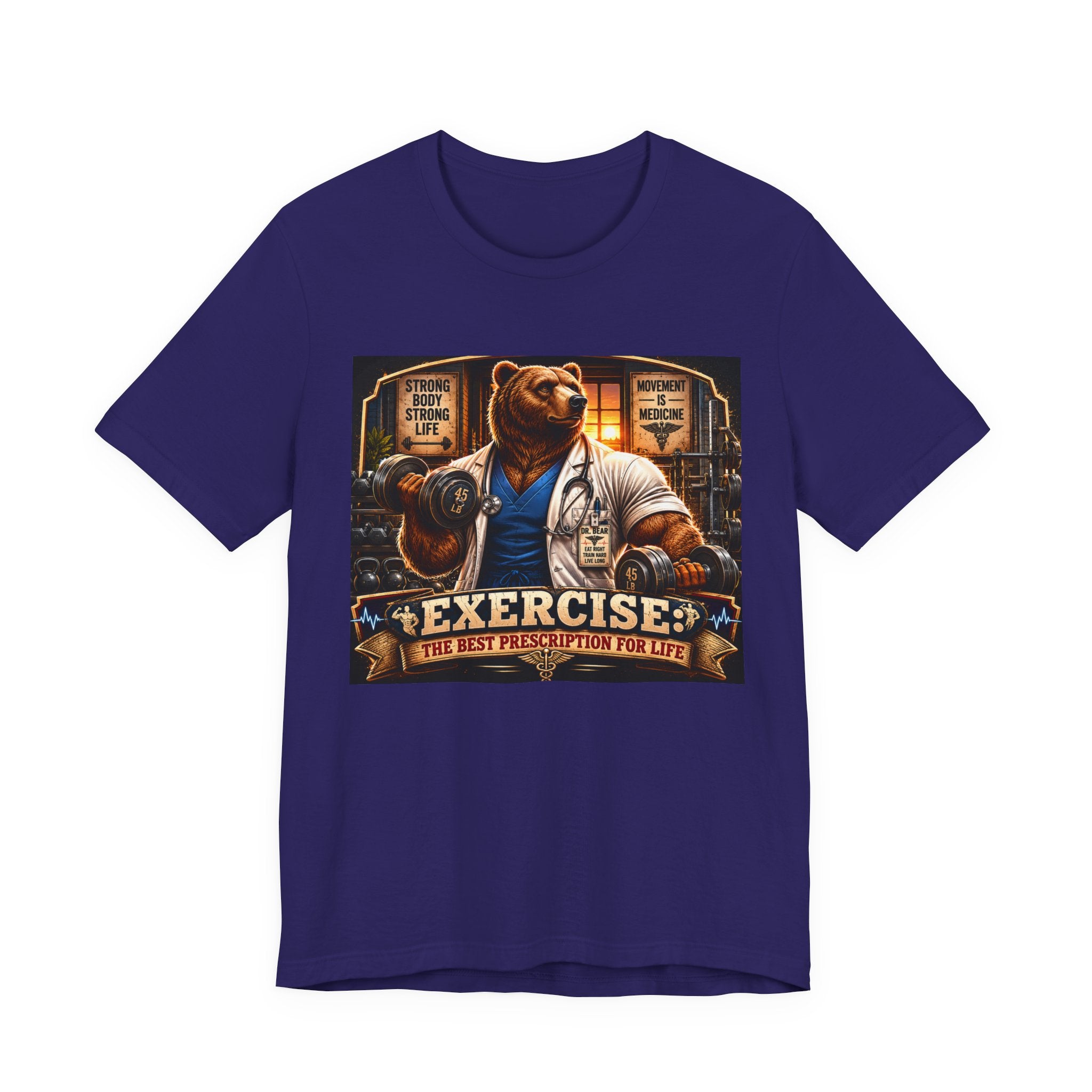 Muscular Bear Doctor Shirt, Funny Medical Gym Tee, Exercise Is Medicine T-Shirt, Doctor Nurse Bodybuilder Gift, Fitness Physician Top