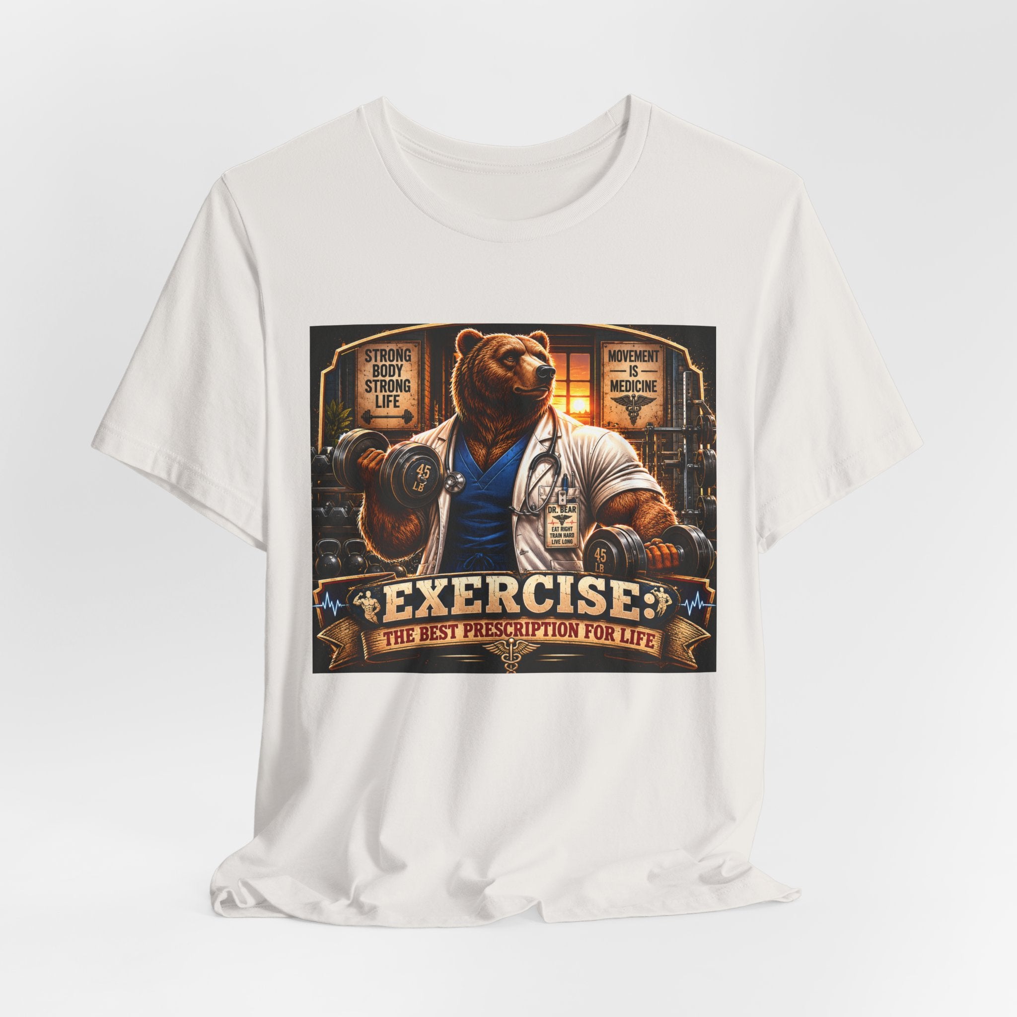 Muscular Bear Doctor Shirt, Funny Medical Gym Tee, Exercise Is Medicine T-Shirt, Doctor Nurse Bodybuilder Gift, Fitness Physician Top