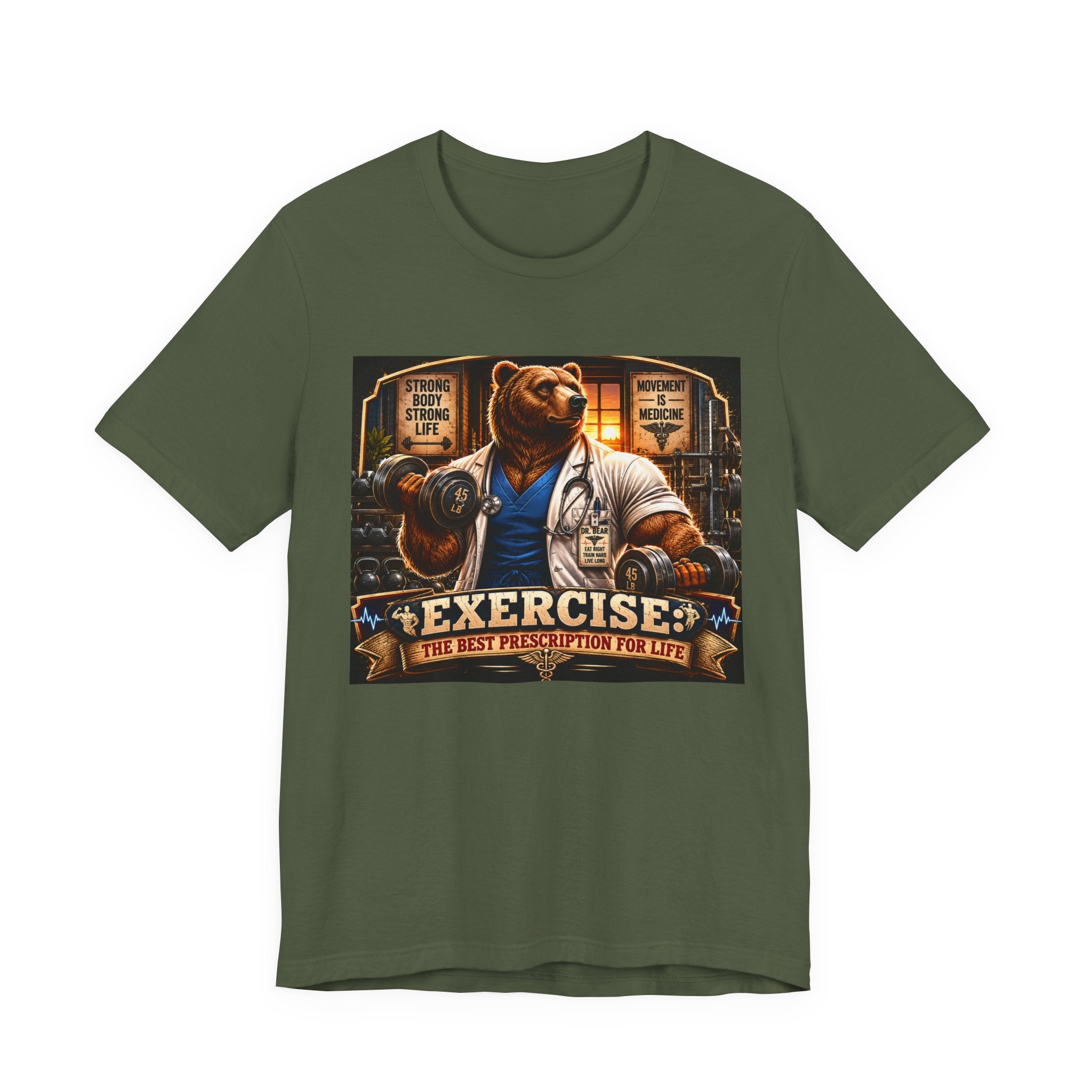 Muscular Bear Doctor Shirt, Funny Medical Gym Tee, Exercise Is Medicine T-Shirt, Doctor Nurse Bodybuilder Gift, Fitness Physician Top