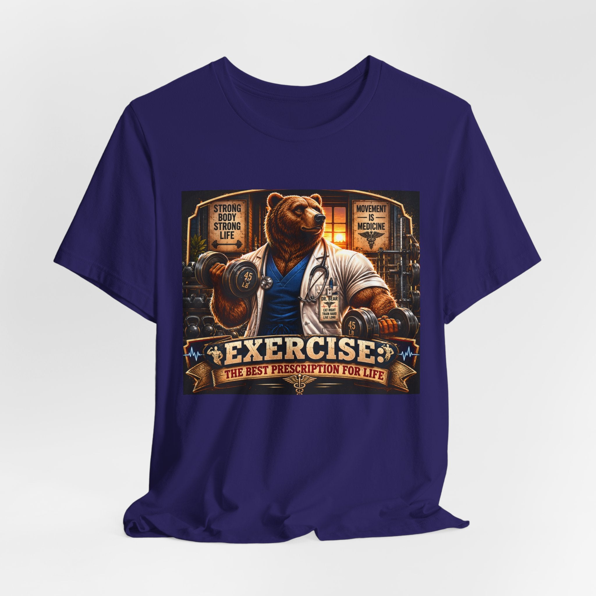 Muscular Bear Doctor Shirt, Funny Medical Gym Tee, Exercise Is Medicine T-Shirt, Doctor Nurse Bodybuilder Gift, Fitness Physician Top