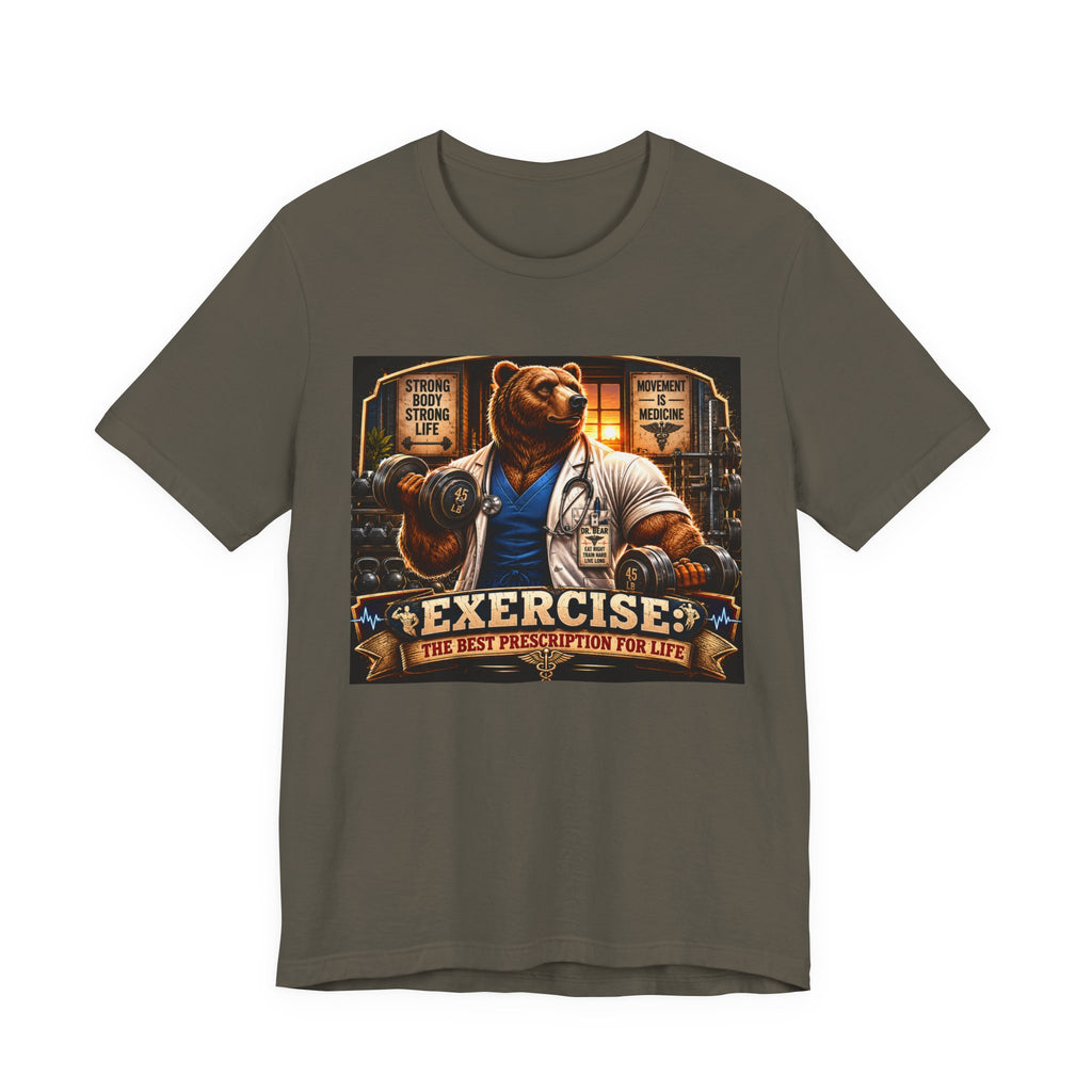 Muscular Bear Doctor Shirt, Funny Medical Gym Tee, Exercise Is Medicine T-Shirt, Doctor Nurse Bodybuilder Gift, Fitness Physician Top